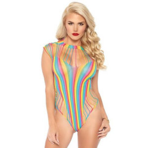 Body Shredded Opaque Cut Out Teddy Rainbow